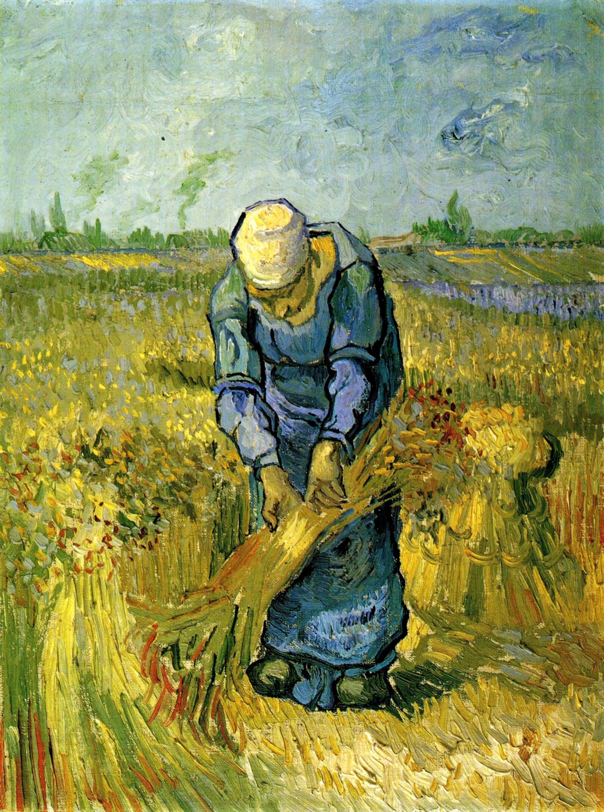 Peasant Woman Binding Sheaves after Millet - Van Gogh Painting On Canvas